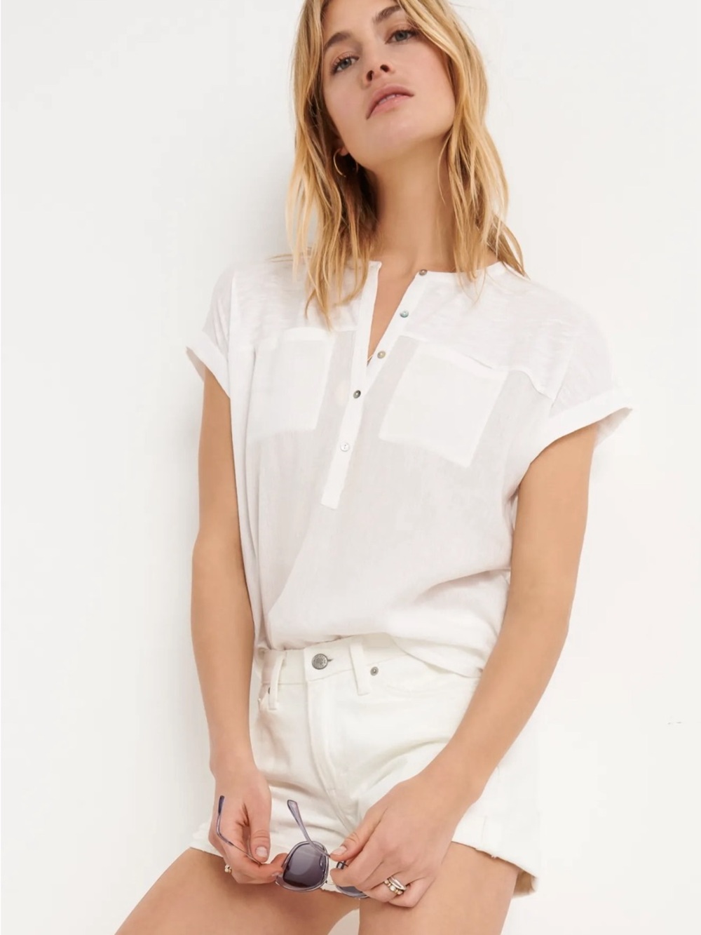 Lucky Brand Short Sleeve Henley Top